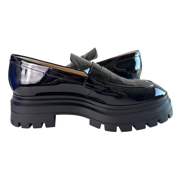 Stuart Weitzman Bedford Loafer Platform Slip On Womens 9.5 Black Patent Leather - Picture 8 of 13